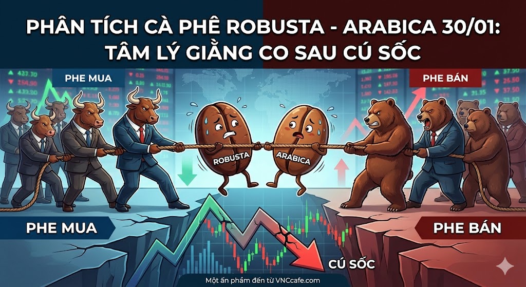 Phân tích Cà phê Robusta - Arabica 30/01: Tâm lý giằng co sau cú sốc